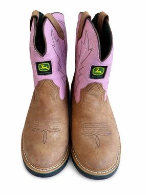 John Deere Youth Pink & Brown Western Boots – 6M (Dan Post)